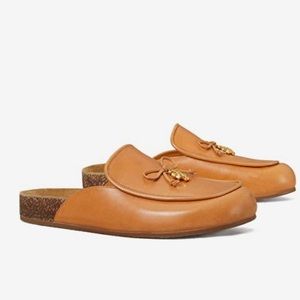 New Tory Burch Brown Leather Charm Mules